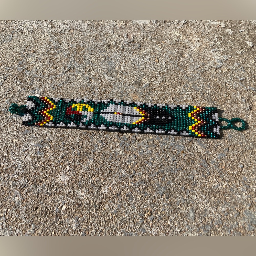 Handmade Colorful Seed Bead Native American Bracelet Chickasaw Folk Art